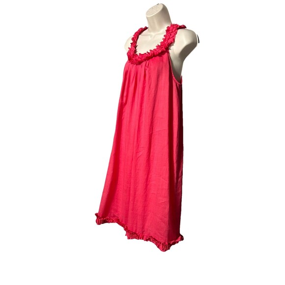 MaxMara Weekend Size 12 Pink Frill Lace Sleeveless Dress 100% Cotton Italy Made - Picture 3 of 10